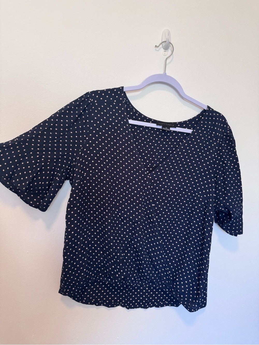Sanctuary Navy Polka Dot Wrap Blouse